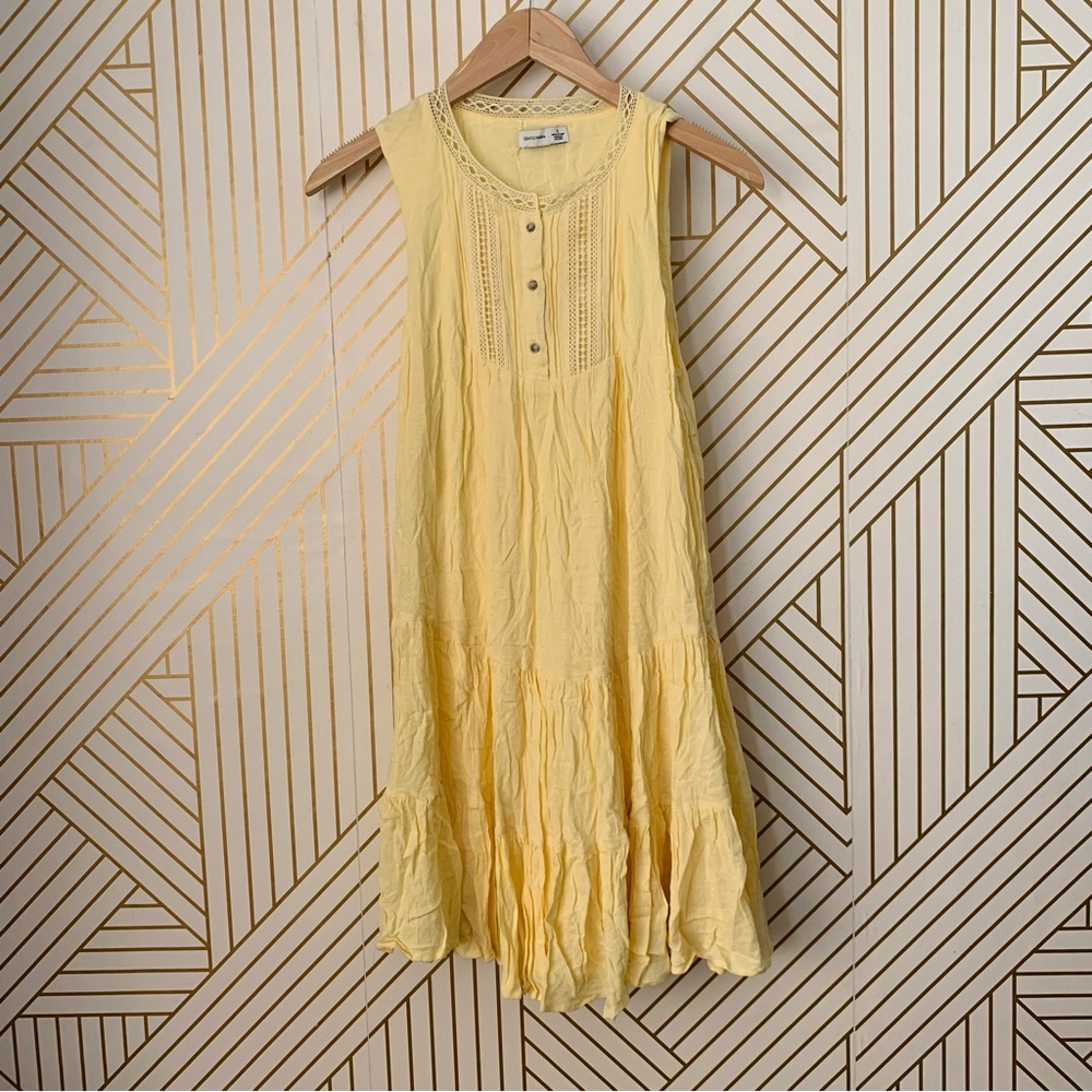 Gentle Fawn boho bohemian embroidered A line Sleevless Dress butter yellow S - Picture 9 of 10